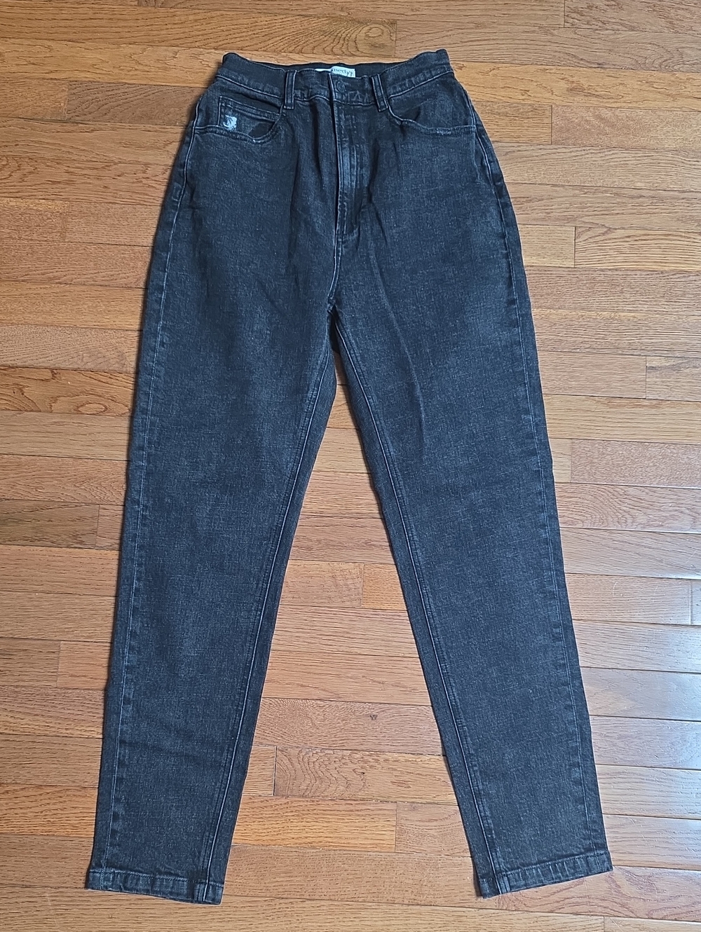 House of CB Black and Grey Denim Waistband Detail, High Rise Jeans